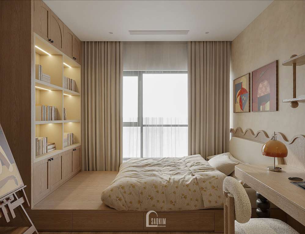 Thiết kế phòng ngủ cho bé phong cách Wabi Sabi tại chung cư Hinode City